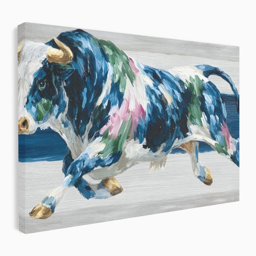 Tablou canvas cu tablou canvas pictura taur in miscare, fara rama, pe sasiu de lemn